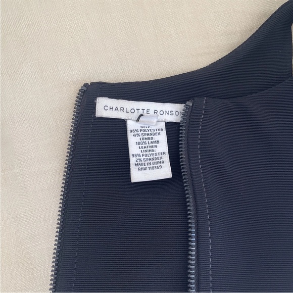 Charlotte Ronson Sz 6 Black stretch Dress sides in Lamb Leather - Picture 5 of 6